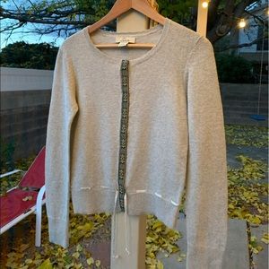 Bob Timberlake XS/TP grey cardigan, with a velvet tie